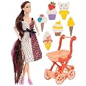 Toyshine Alia Doll with Ice Cream Pretend Character Playset for Age 3+ Fun Role Play Toy Set - Brown