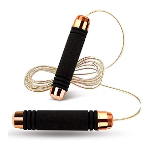 toyshine black gold bearing weight jump rope- adjustable wire rope with comfortable foam handle skipping rope for workout and fitness training for men women and children sstp