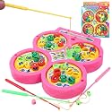 Toyshine Rotating Fishing Game Toy for Kids – Electric Magnetic Catching Fish Board Game Set with 4 Fishing Rods & Multi-Pond Base – Educational Gift Toy for Toddlers, Boys & Girls Ages 3+