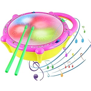 toyshine flash drum with 3d lights music baby toy for 2 3 4 year kid boy girl - new