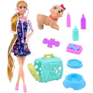 toyshine alia doll with ice cream pretend character playset for age 3 fun role play toy set - brown