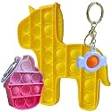 Toyshine Pack of 3- Dreamy Unicorn, Ice Cream, Key Chain Pop it Popping Sounds Toy, Push Bubbles for Autism Stress Reliever, Sensory Pop It Toy- Yellow Unicorn Multi Color Ice Cream
