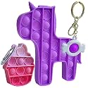 Toyshine Pack of 3- Dreamy Unicorn, Ice Cream, Key Chain Pop it Popping Sounds Toy, Push Bubbles for Autism Stress Reliever, Sensory Pop It Toy- Purple Unicorn Multi Color Ice Cream