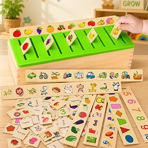 toyshine wooden classification sorting boxmontessori toys for toddlers learning educational activities preschool kindergarten games autism toys motor skills stem for girls boys 2-4 year old 80 pcs