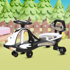 toyshoppee magic swing car with music360 degree rotating handle  for kids with rideons  wagons non battery operated ride on green