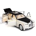Play Car 1 18 Rolls-Royce Phantom Model Car Sports Car Exclusive Alloy Metal Pull Back Die-Cast Car Diecast Metal Pullback Toy Car with Openable Doors &amp; Light Music Toys for Kids - White