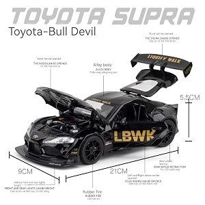 play car 1 22 big t supra gr lbwk model car sports car exclusive alloy metal pull back die-cast car diecast metal pullback toy car with openable doors amp light music toys for kids - black