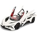 Play Car 1 24 Apollo Evo Model Car Sports Car Exclusive Alloy Metal Pull Back Die-Cast Car Diecast Metal Pullback Toy Car with Openable Doors &amp; Light Music Toys for Kids - White
