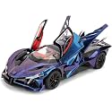 Play Car 1 24 Apollo Evo Model Car Sports Car Exclusive Alloy Metal Pull Back Die-Cast Car Diecast Metal Pullback Toy Car with Openable Doors &amp; Light Music Toys for Kids - Purple