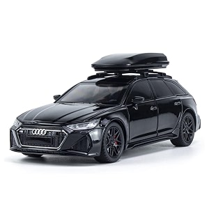 play car 1 24 audi rs6 model car sports car exclusive alloy metal pull back car diecast metal pullback toy car with openable doors amp light music toys for kids - black