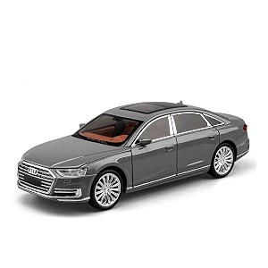 play car 1 24 audi a8 model car sports car alloy metal pull back die-cast car diecast metal pullback toy car with openable doors amp light music toys for kids - silver