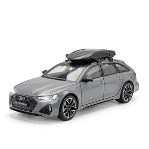 play car 1 24 audi rs6 model car sports car exclusive alloy metal pull back die-cast car diecast metal pullback toy car with openable doors amp light music toys for kids - gray