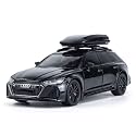 Play Car 1 24 Audi Rs6 Model Car Sports Car Exclusive Alloy Metal Pull Back Car Diecast Metal Pullback Toy Car with Openable Doors &amp; Light Music Toys for Kids - Black