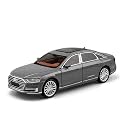 Play Car 1 24 Audi A8 Model Car Sports Car Alloy Metal Pull Back Die-Cast Car Diecast Metal Pullback Toy Car with Openable Doors &amp; Light Music Toys for Kids - Silver