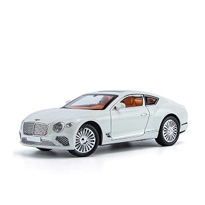 play car 1 24 bentley continental model car sports car exclusive alloy metal pull back die-cast car diecast metal pullback toy car with openable doors amp light music toys for kids - white
