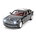 Play Car 1 24 Bentley Mulsanne Model Car Sports Car Exclusive Alloy Metal Pull Back Die-Cast Car Diecast Metal Pullback Toy Car with Openable Doors &amp; Light Music Toys for Kids - Black