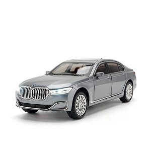 play car 1 24 bmw 7 series 760li model car sports car alloy metal pull back die-cast car diecast metal pullback toy car with openable doors amp light music toys for kids - silver