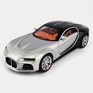 play car 1 24 bugatti atlantic model car sports car exclusive alloy metal pull back die-cast car diecast metal pullback toy car with openable doors amp light music toys for kids - silver black