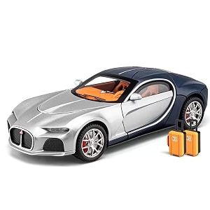 play car 1 24 bugatti atlantic model car sports car exclusive alloy metal pull back die-cast car diecast metal pullback toy car with openable doors amp light music toys for kids - silver blue