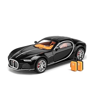 play car 1 24 bugatti atlantic model car sports car exclusive alloy metal pull back die-cast car diecast metal pullback toy car with openable doors amp light music toys for kids - black