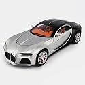 Play Car 1 24 Bugatti Atlantic Model Car Sports Car Exclusive Alloy Metal Pull Back Die-Cast Car Diecast Metal Pullback Toy Car With Openable Doors &amp; Light Music Toys For Kids - Silver Black