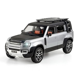 play car 1 24 diecast model car pullback vehicle toy collection for land rover new defender kids gift with sound and light silver