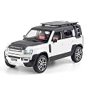 Play Car 1 24 Diecast Model Car Pullback Vehicle Toy Collection for Land Rover New Defender, Kids Gift, with Sound and Light, White