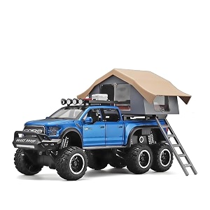 play car 1 24 ford raptor f150 rv model car sports car alloy metal pull back car diecast metal pullback toy car with openable doors amp light music toys for kids - blue