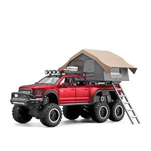 play car 1 24 ford raptor f150 rv model car sports car alloy metal pull back car diecast metal pullback toy car with openable doors amp light music toys for kids - red