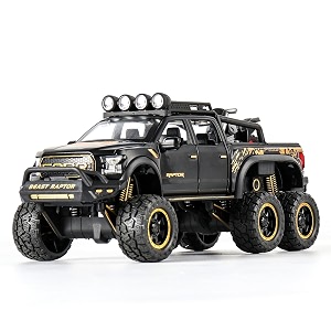 play car 1 24 ford raptor model car sports car alloy metal pull back die-cast car diecast metal pullback toy car with openable doors amp light music toys for kids - black