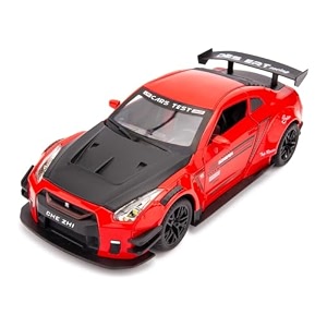 play car 1 24 gtr sports car model car sports car exclusive alloy metal pull back die-cast car diecast metal pullback toy car with openable doors amp light music toys for kids - red