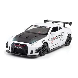 play car 1 24 gtr sports car model car sports car exclusive alloy metal pull back die-cast car diecast metal pullback toy car with openable doors amp light music toys for kids - white