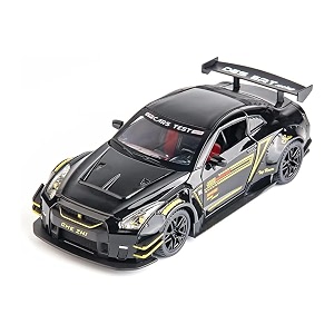 play car 1 24 gtr sports car model car sports car exclusive alloy metal pull back die-cast car diecast metal pullback toy car with openable doors amp light music toys for kids - black