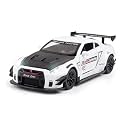 Play Car 1 24 GTR Sports Car Model Car Sports Car Exclusive Alloy Metal Pull Back Die-Cast Car Diecast Metal Pullback Toy Car with Openable Doors &amp; Light Music Toys for Kids - White