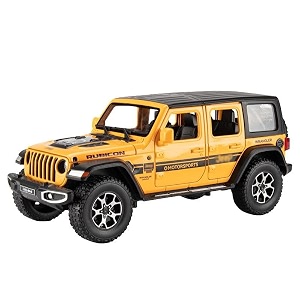 play car 1 24 jeeps wrangler rubicon model car alloy metal pull back die-cast car diecast metal pullback toy car with openable doors amp light music toys for kids - yellow