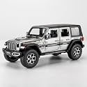 Play Car 1 24 Jeeps Wrangler Rubicon Model Car Sports Car Exclusive Alloy Metal Pull Back Die-Cast Car Diecast Metal Pullback Toy Car with Openable Doors &amp; Light Music Toys for Kids - Gray