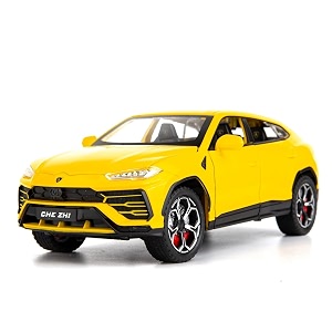 play car 1 24 l urus model car sports car exclusive alloy metal pull back die-cast car diecast metal pullback toy car with openable doors amp light music toys for kids - yellow