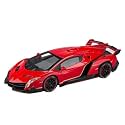 Play Car 1 24 L Venom Model Car Sports Car Alloy Metal Pull Back Car Diecast Metal Pullback Toy Car with Openable Doors &amp; Light Music Toys for Kids - Red
