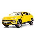 Play Car 1 24 L Urus Model Car Sports Car Exclusive Alloy Metal Pull Back Die-Cast Car Diecast Metal Pullback Toy Car with Openable Doors &amp; Light Music Toys for Kids - Yellow