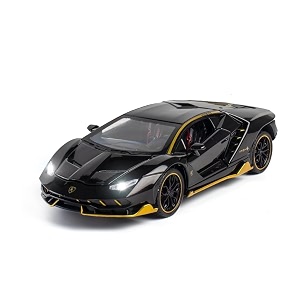 play car 1 24 lambo sports car model car alloy metal pull back die-cast car diecast metal pullback toy car with openable doors amp light music toys for kids - black