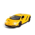 Play Car 1 24 Lambo Sports Car Model Car Alloy Metal Pull Back Die-Cast Car Diecast Metal Pullback Toy Car with Openable Doors &amp; Light Music Toys for Kids - Yellow