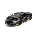 Play Car 1 24 Lambo Sports Car Model Car Alloy Metal Pull Back Die-Cast Car Diecast Metal Pullback Toy Car with Openable Doors &amp; Light Music Toys for Kids - Black