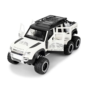 play car 1 24 land rover pickup 6  6 model car sports car alloy metal pull back car diecast metal pullback toy car with openable doors amp light music toys for kids - white