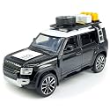 Play Car 1 24 Land Rover Defender Model Car Sports Car Alloy Metal Pull Back Car Diecast Metal Pullback Toy Car with Openable Doors &amp; Light Music Toys for Kids - Black