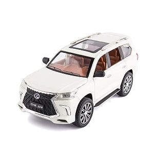 play car 1 24 lexus lx570 model car sports car exclusive alloy metal pull back die-cast car diecast metal pullback toy car with openable doors amp light music toys for kids - white