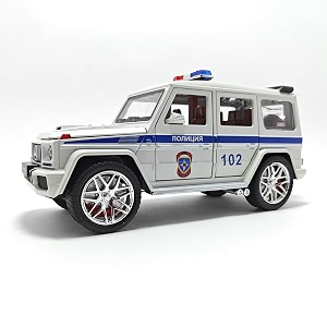 play car 1 24 m-benz g63 russian police car model car sports car alloy metal pull back car diecast metal pullback toy car with openable doors amp light music toys for kids - white