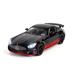 play car 1 24 m-benz gtr black warrior model car sports car alloy metal pull back car diecast metal pullback toy car with openable doors amp light music toys for kids - black