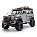 Play Car 1 24 M-Benz G550 4 * 4 Model Car Sports Car Exclusive Alloy Metal Pull Back Die-Cast Car Diecast Metal Pullback Toy Car with Openable Doors &amp; Light Music Toys for Kids - Silver
