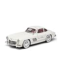 Play Car 1 24 M-Benz 300Sl Model Car Sports Car Exclusive Alloy Metal Pull Back Die-Cast Car Diecast Metal Pullback Toy Car with Openable Doors &amp; Light Music Toys for Kids - White