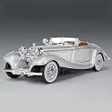 Play Car 1 24 M-Benz 500K Model Car Sports Car Exclusive Alloy Metal Pull Back Die-Cast Car Diecast Metal Pullback Toy Car with Openable Doors &amp; Light Music Toys for Kids - Silver